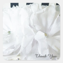 Adesivo Quadrado Floral Romântico Branco Obrigado