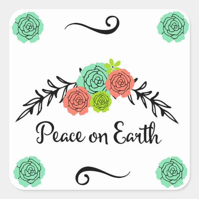 Adesivo Quadrado Floral Spray Peace on Earth Stickers (Frente)