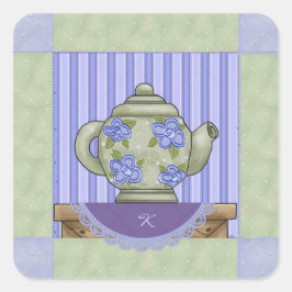 Adesivo Quadrado Floral Teapot Quilt Square Sticker