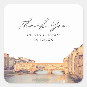 Adesivo Quadrado Florence Itália Wedding Favor Obrigado