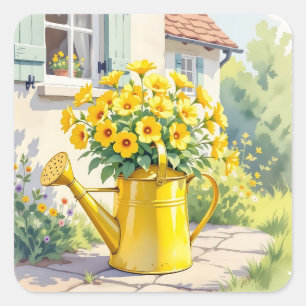 Adesivo Quadrado Flores Amarelas bonito na Água