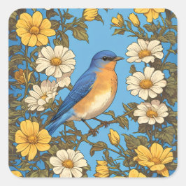 Adesivo Quadrado Flores Amarelas e Brancas Orientais Cheias