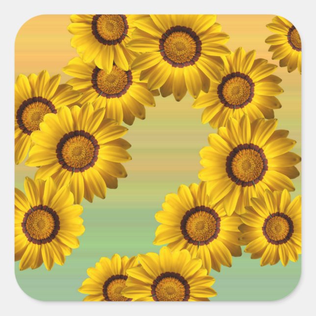 Adesivo Quadrado Flores amarelas na primavera (Frente)