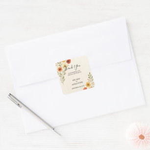 Adesivo Quadrado Flores aquáticas obrigado de casamento botânico