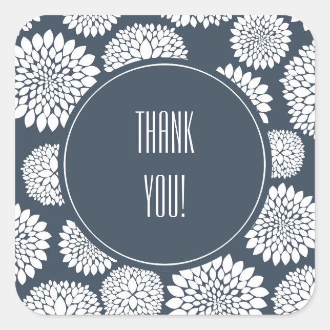 Adesivo Quadrado Flores brancas azuis-chic (Frente)