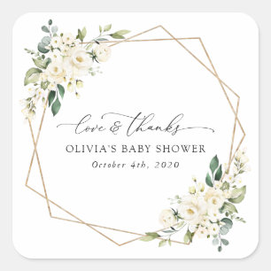 Adesivo Quadrado Flores brancas, Flores de Creme, Boho, Chá de fral