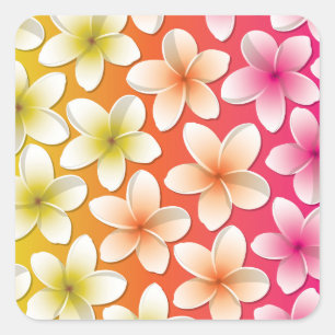 Adesivo Quadrado Flores Brilhantes Frangipani/ Plumeria