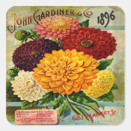 Adesivo Quadrado Flores Coloridas Vintage Dahlia