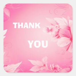 Adesivo Quadrado Flores cor-de-rosa macia obrigado você