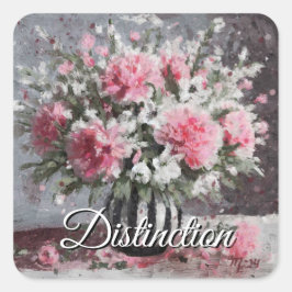 Adesivo Quadrado Flores cor-de-rosa para armação em Vase