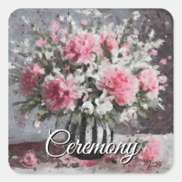 Adesivo Quadrado Flores cor-de-rosa para armação em Vase