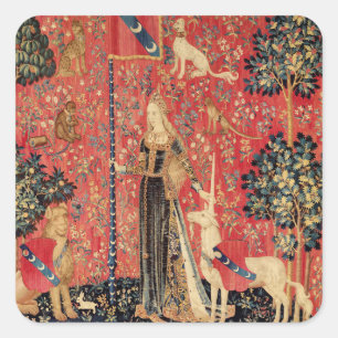 Adesivo Quadrado Flores da fantasia da SENHORA E do UNICÓRNIO,