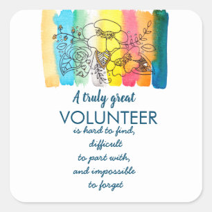 Adesivo Quadrado flores de aquarela da semana de apreciação voluntá