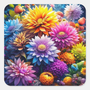 Adesivo Quadrado Flores de Arte Ai Coloridas bonito