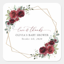 Adesivo Quadrado Flores de Borgonha, Flores Vermelhas, Chá de frald