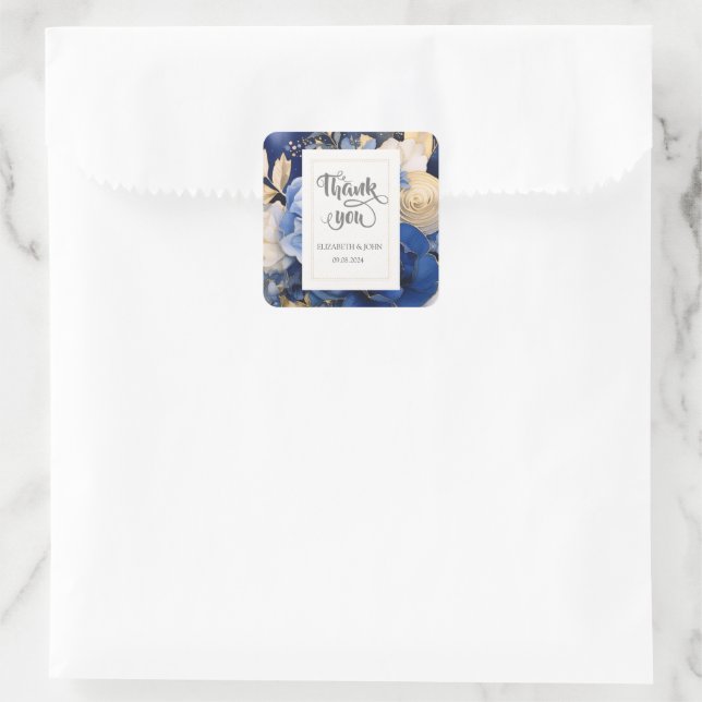 Adesivo Quadrado Flores de Creme Azul marinho (Bolsa)