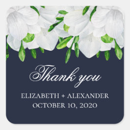 Adesivo Quadrado Flores de Freesia. Agradecimento floral. Casamento