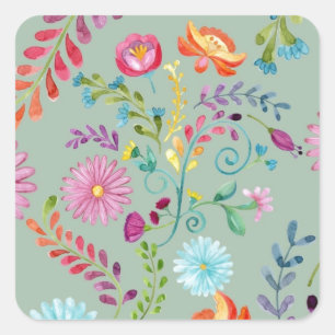 Adesivo Quadrado Flores de Garrafas - Personalizáveis