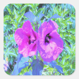 Adesivo Quadrado Flores de Hibisco Roxo-Roxo-Violeta