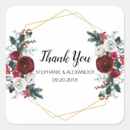 Adesivo Quadrado Flores de inverno geométricas Douradas da Frame Bu