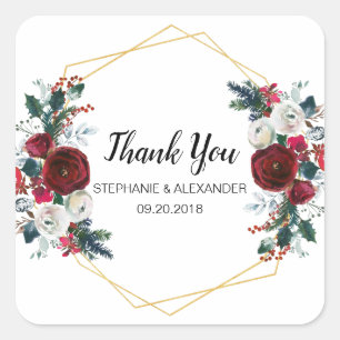 Adesivo Quadrado Flores de inverno geométricas Douradas da Frame Bu