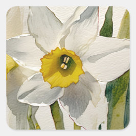 Adesivo Quadrado Flores de Íris em Aquarela Moderna