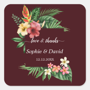 Adesivo Quadrado Flores de Jardim Tropical Luxuriante Casamento Bur