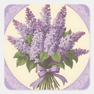 Adesivo Quadrado Flores de Lilás Roxo