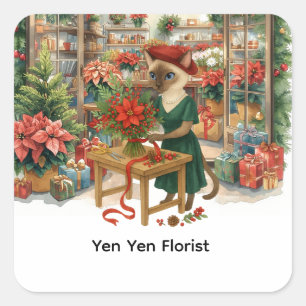 Adesivo Quadrado Flores de Natal de Cat Florist