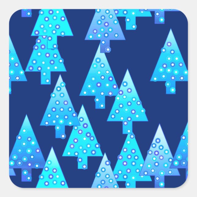 Adesivo Quadrado Flores de Natal modernas - azul de cobalto (Frente)