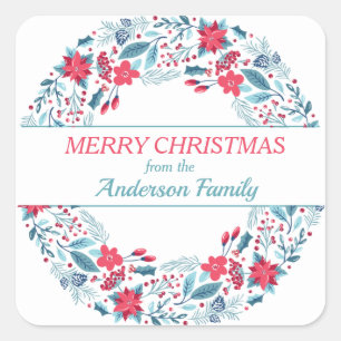 Adesivo Quadrado Flores de Natal Vermelhas