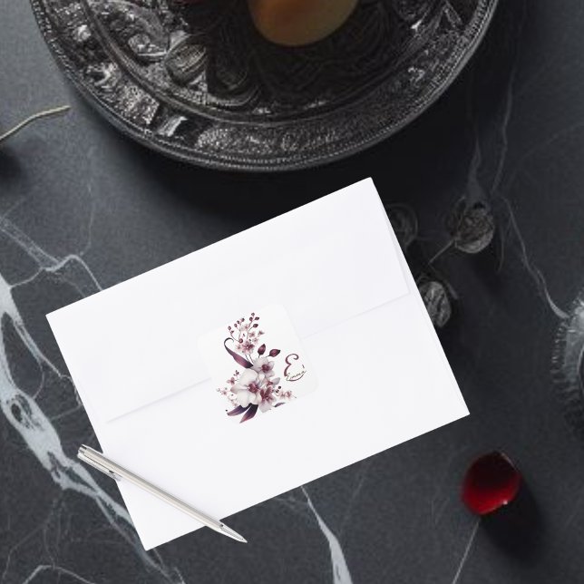 Adesivo Quadrado Flores de Orquídea Personalizadas Elegantes (Criador carregado)