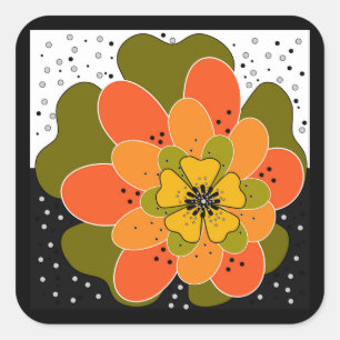Adesivo Quadrado Flores de outono, flor, latido de ilustração