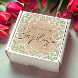 Adesivo Quadrado Flores de Respiração de Bebê Adorável em Aquarela 