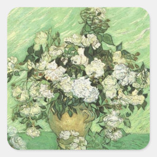 Adesivo Quadrado Flores de Van Gogh em Vase