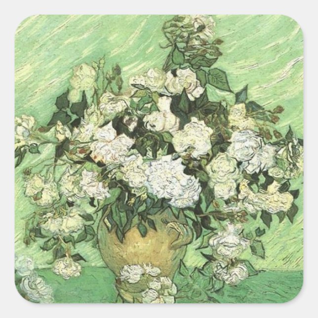 Adesivo Quadrado Flores de Van Gogh em Vase (Frente)