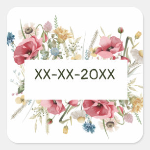 Adesivo Quadrado Flores de verão de quadro-sombra personalizam