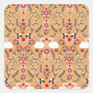 Adesivo Quadrado Flores delicadas, padrão perfeito para o cisne.