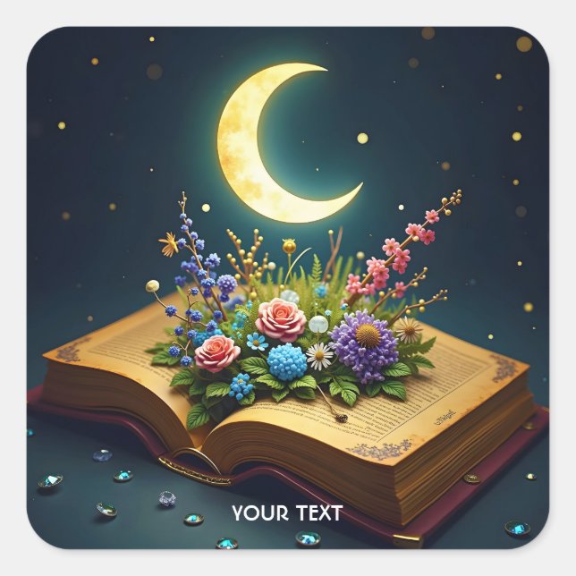 Adesivo Quadrado Flores do Livro da Lua Fantasy (Frente)