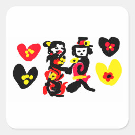 Adesivo Quadrado Flores e dia de São Valentim preto e vermelho