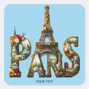 Adesivo Quadrado Flores Fantasy Cute Paris