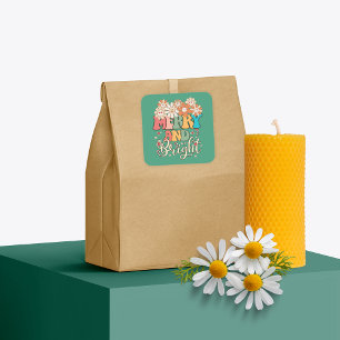 Adesivo Quadrado Flores felizes e Felizes retroradas dos anos 70