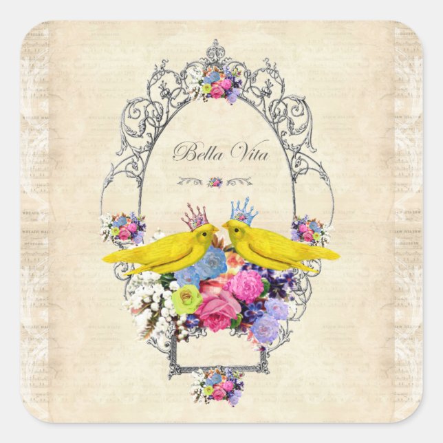 Adesivo Quadrado Flores, Floral, Jardim, Primavera, Natureza, Plant (Frente)