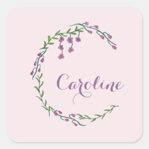 Adesivo Quadrado Flores iniciais tiradas mão das videiras do