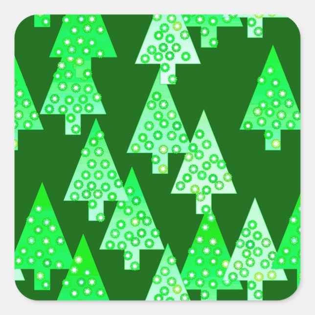 Adesivo Quadrado Flores modernas árvores de Natal - Pinho verde (Frente)
