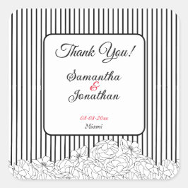 Adesivo Quadrado Flores Pretas e Brancas em faixas