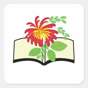 Adesivo Quadrado Flores que crescem do livro