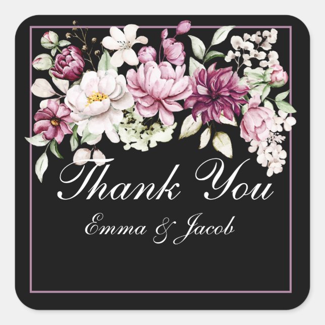 Adesivo Quadrado Flores Românticas Peônia Floral (Frente)