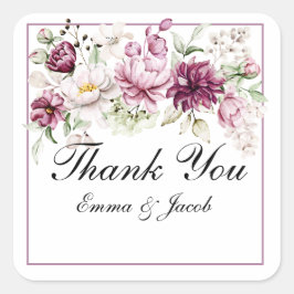 Adesivo Quadrado Flores Românticas Peônia Floral Pentáculo