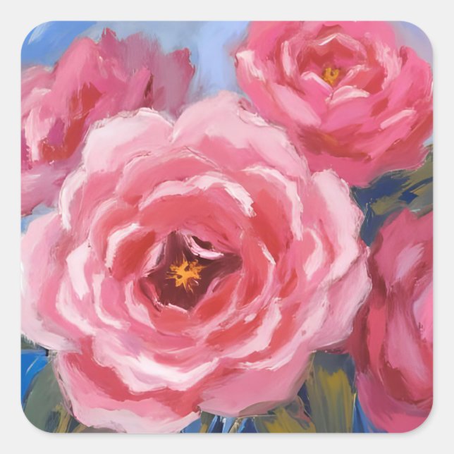 Adesivo Quadrado Flores Rosa (Frente)